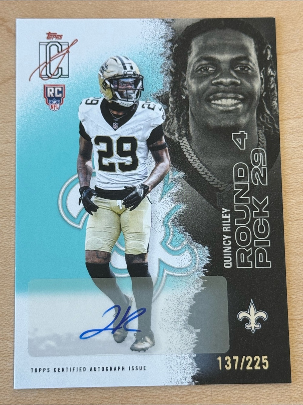 Topps 2025 Signature Class Quincy Riley Saints RC Auto #161 011/225